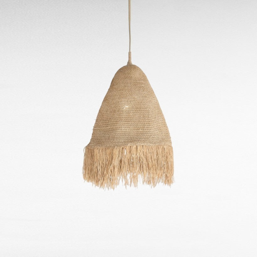 Chora Barefoot Luxury Living natural rattan and grass pendant light with fringe detail