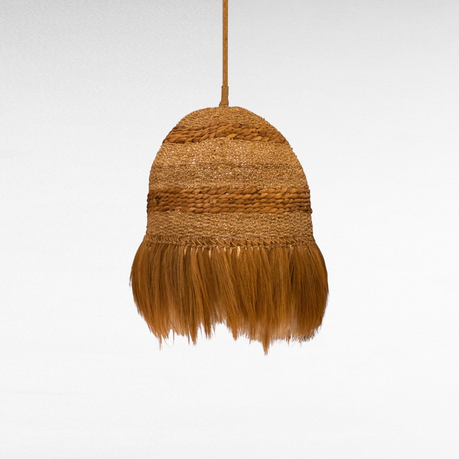 Chora Barefoot Luxury Living natural rattan and rice pendant light with fringe detail