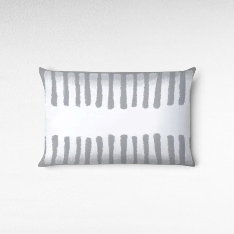 Chora Barefoot Luxury Living Tethys rectangular throw pillow in silver gray with a striped pattern