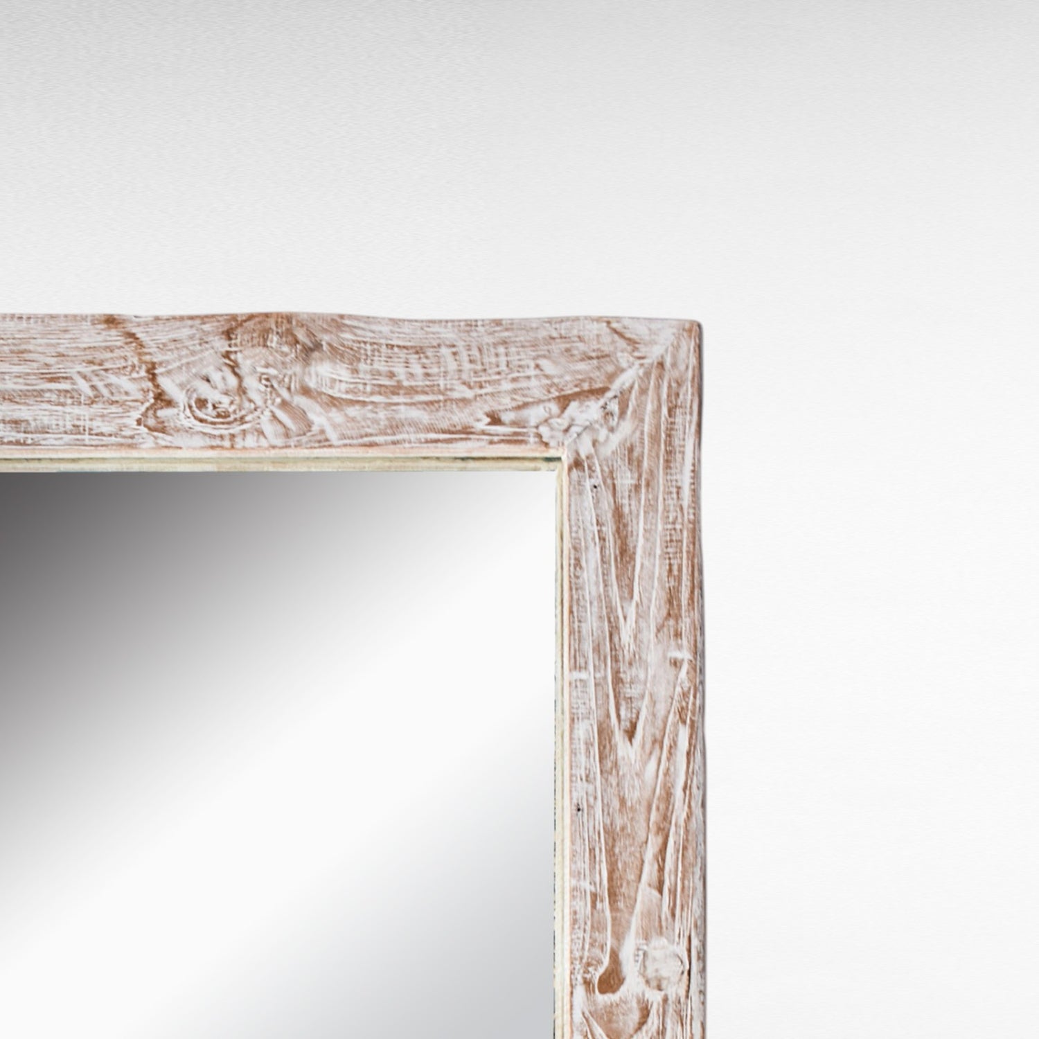 Chora Barefoot Luxury Living whitewashed teak wood mirror, 80x100cm, with natural grain texture and coastal elegance.