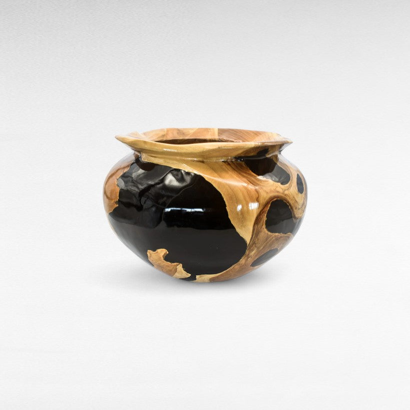 BLEACH TEAK WOOD BLACK RESIN BOWL 35 CM