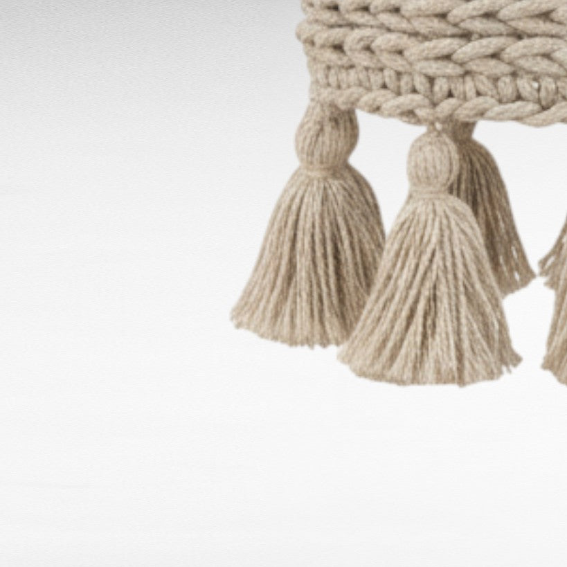 ROPE HANDWOVEN CYLINDER SHAPE WITH TASSELS Φ35 |H47 cm