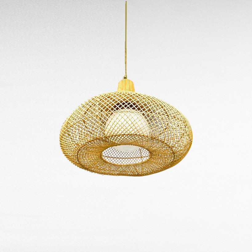 NATURAL RATTAN BULBOUS SHAPE WITH POLYESTER SPHERE Φ90|H80 cm