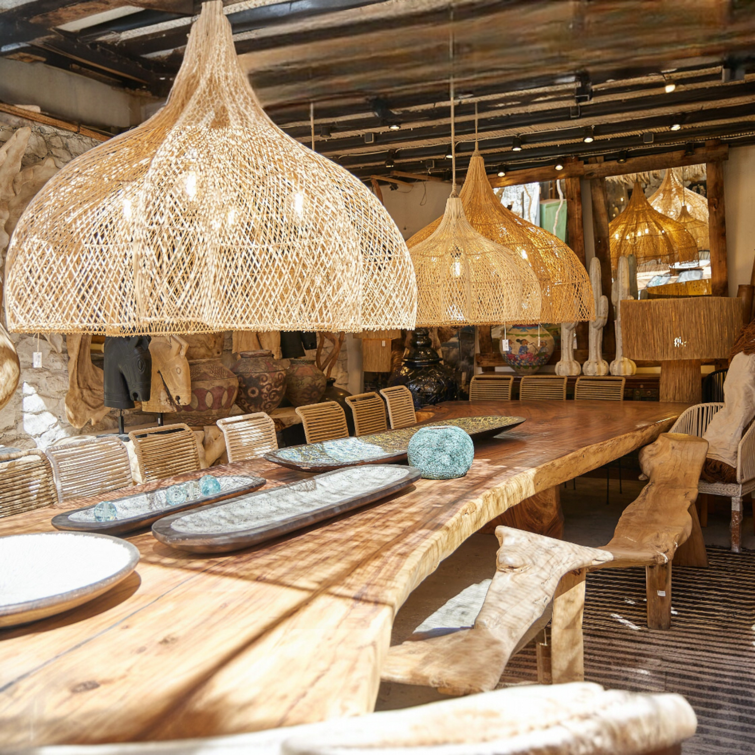 NATURAL RATTAN FLOWER SHAPE Φ100 |H80 cm