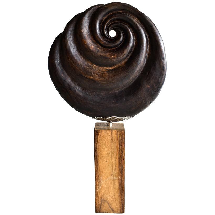 SCULPTURED TEAK ROOT DARK BROWN W/ STAND 105x27x185cm - Chora Mykonos