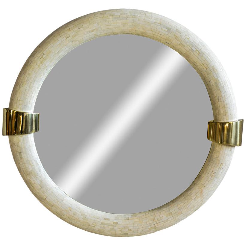 BONE WHITE MIRROR - ANTIQUE BRASS FINISH - Chora Mykonos