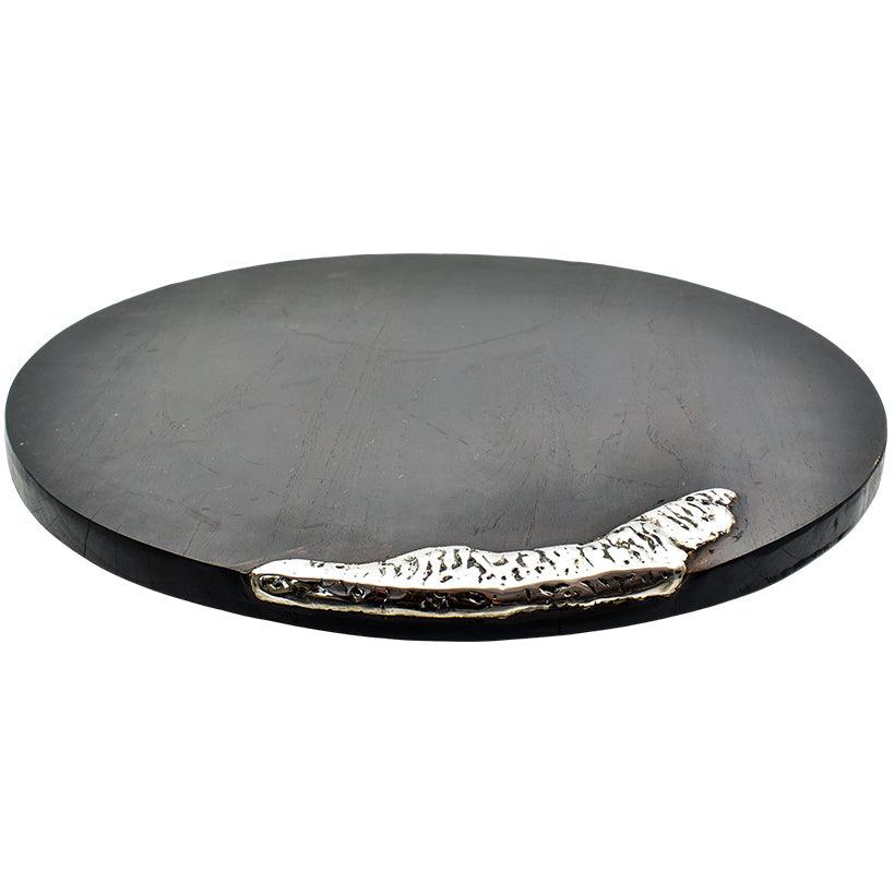 DECOR TRAY SUAR WOOD BLACK & SILVER - Chora Mykonos