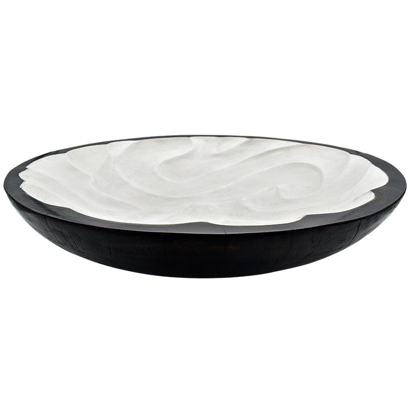 WOODEN TRAY BLACK & WHITE 30x30x10cm - Chora Mykonos