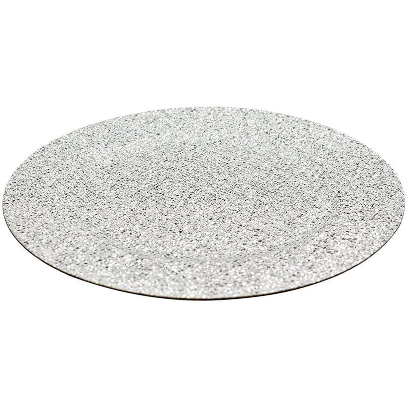GLITTER SILVER SYNTHETIC TABLE MAT 33x33cm - Chora Mykonos