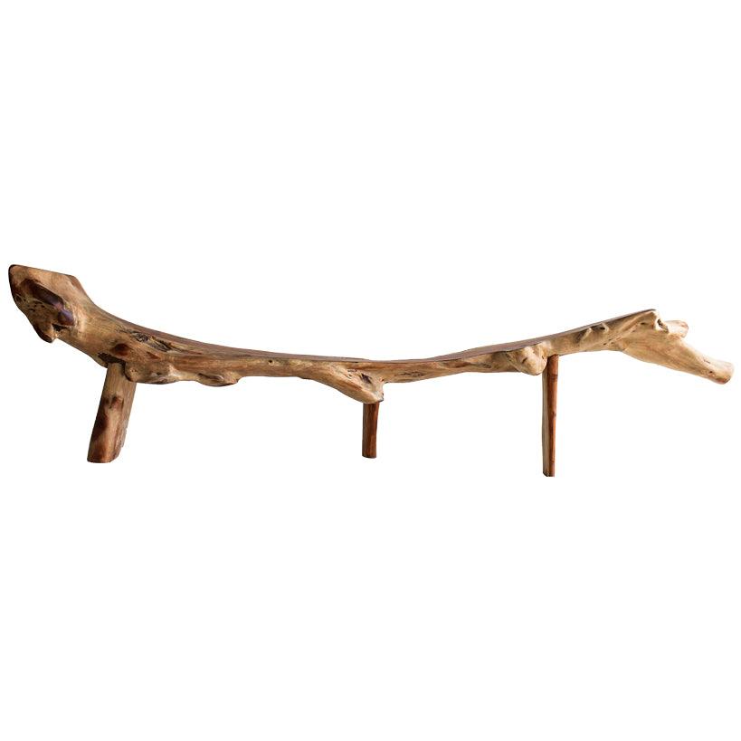 BENCH MAHOGANI WOOD 300x45x75cm - Chora Mykonos