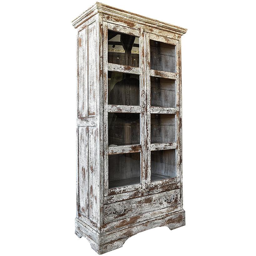 WOODEN CABINET WITH GLASSES 86x42x180cm - Chora Mykonos