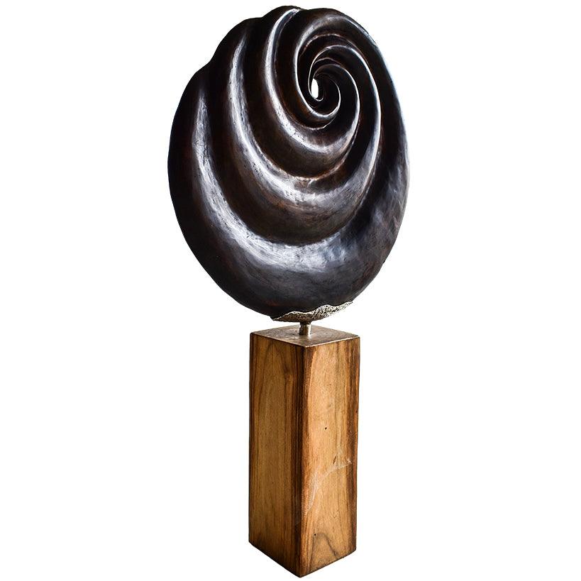 SCULPTURED TEAK ROOT DARK BROWN W/ STAND 105x27x185cm - Chora Mykonos