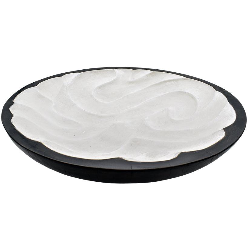WOODEN TRAY BLACK & WHITE 30x30x10cm - Chora Mykonos
