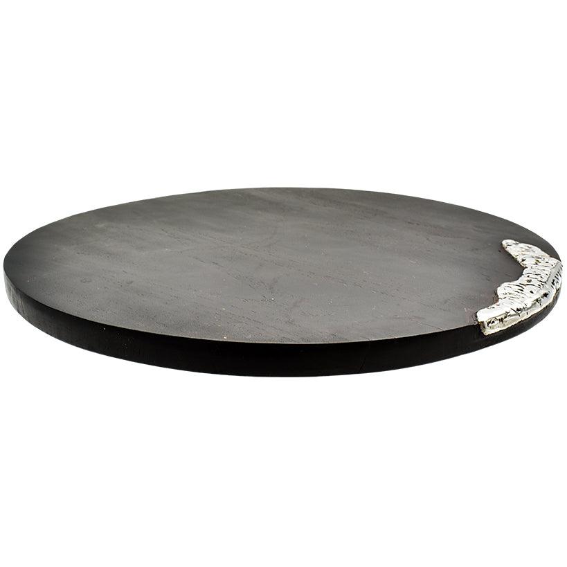 DECOR TRAY SUAR WOOD BLACK & SILVER - Chora Mykonos