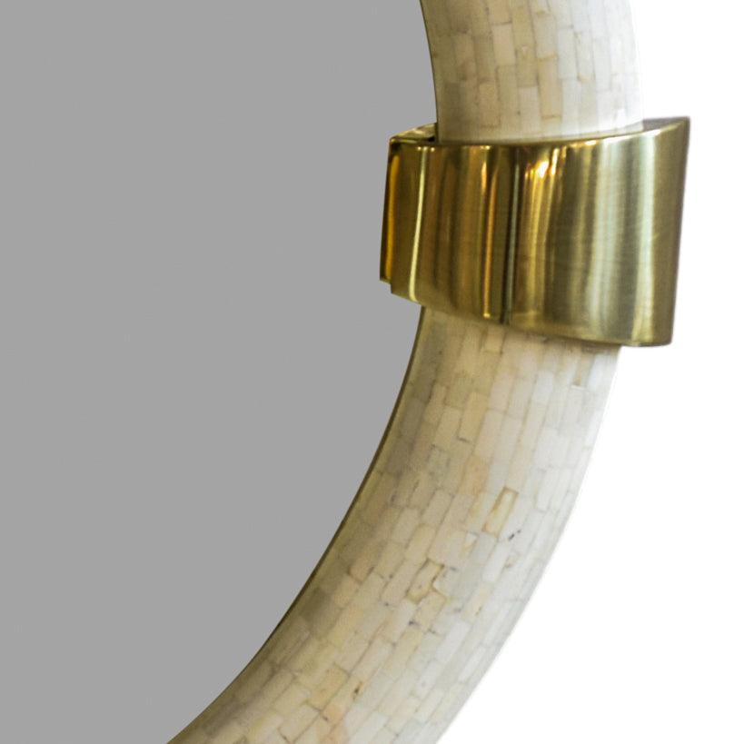 BONE WHITE MIRROR - ANTIQUE BRASS FINISH - Chora Mykonos