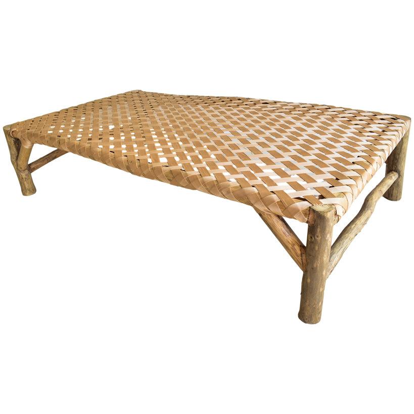 NATURAL BENCH WITH VINYL STRAPS 180x100x40cm - Chora Mykonos