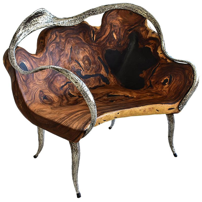 BENCH SUAR WOOD & STAINLESS STEAL 155x95x140cm - Chora Mykonos