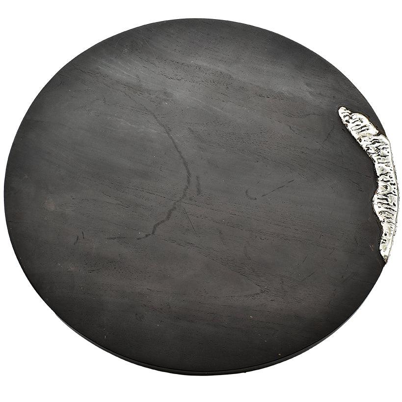 DECOR TRAY SUAR WOOD BLACK & SILVER - Chora Mykonos