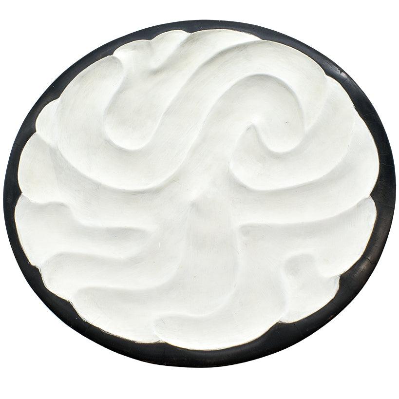 WOODEN TRAY BLACK & WHITE 30x30x10cm - Chora Mykonos