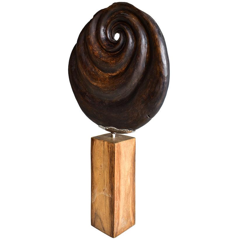 SCULPTURED TEAK ROOT DARK BROWN W/ STAND 105x27x185cm - Chora Mykonos