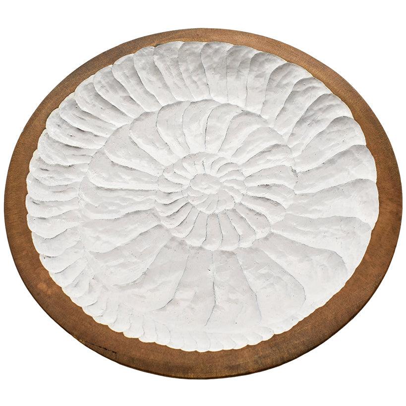 WOODEN TRAY NATURAL & WHITE 36x36x6cm - Chora Mykonos