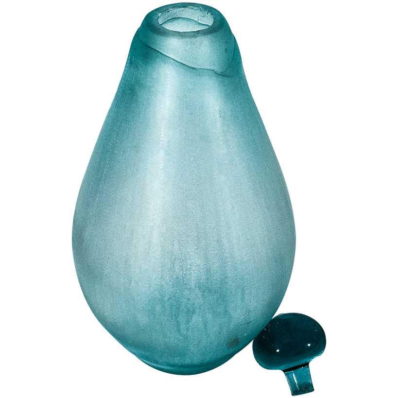Artisan Clear Blue Blown Glass Vase