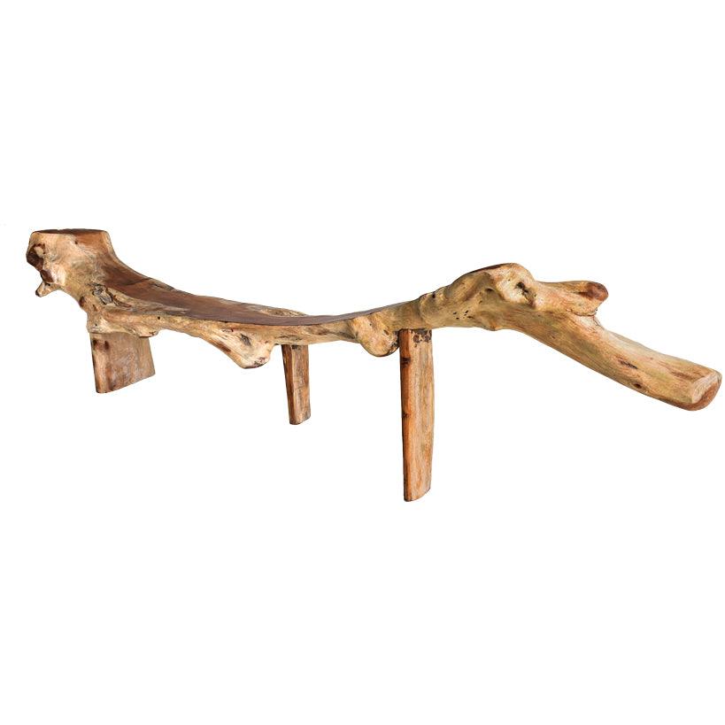 BENCH MAHOGANI WOOD 300x45x75cm - Chora Mykonos
