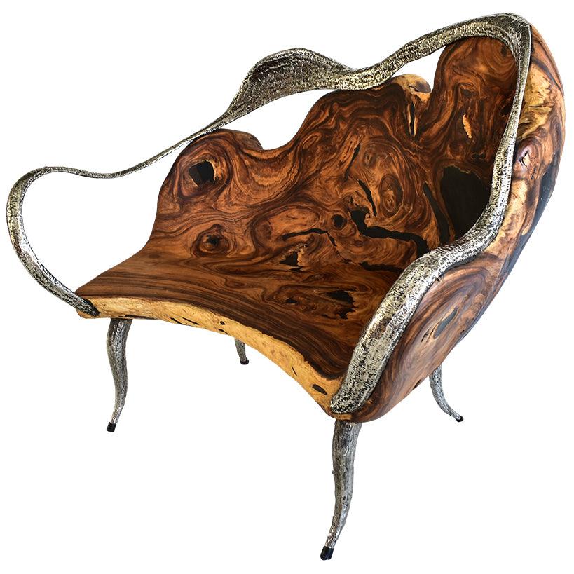 BENCH SUAR WOOD & STAINLESS STEAL 155x95x140cm - Chora Mykonos