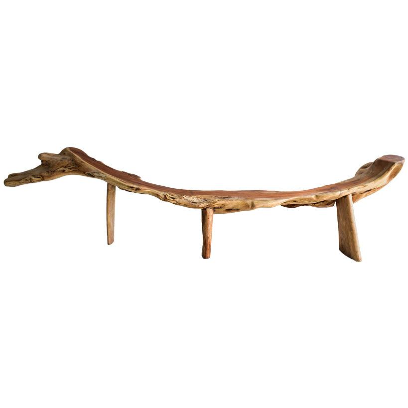 BENCH MAHOGANI WOOD 300x45x75cm - Chora Mykonos