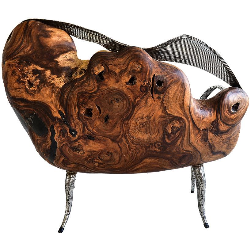 BENCH SUAR WOOD & STAINLESS STEAL 155x95x140cm - Chora Mykonos