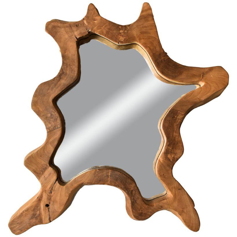 TEAK WOOD MIRROR NATURAL 70x80cm - Chora Mykonos
