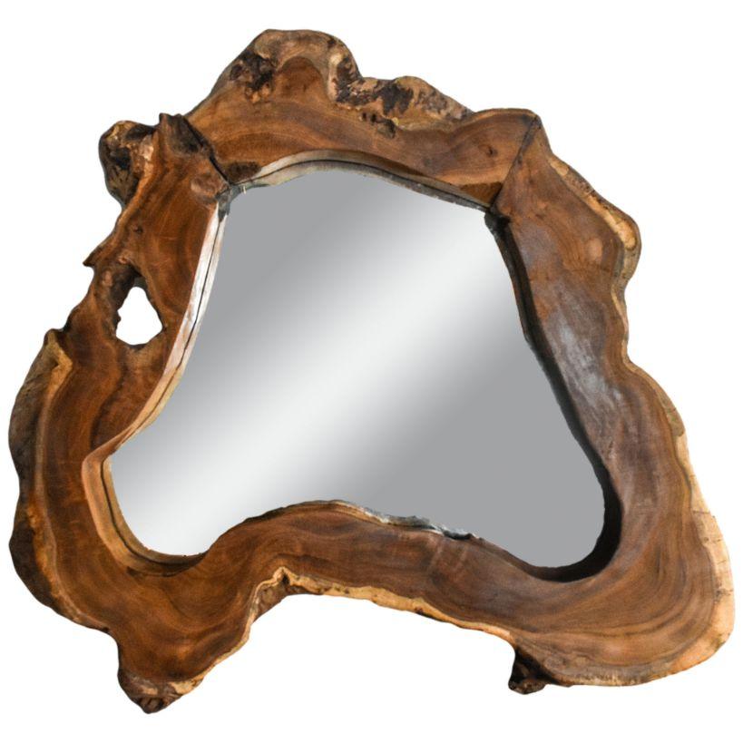 TEAK WOOD MIRROR NATURAL 70x80cm - Chora Mykonos