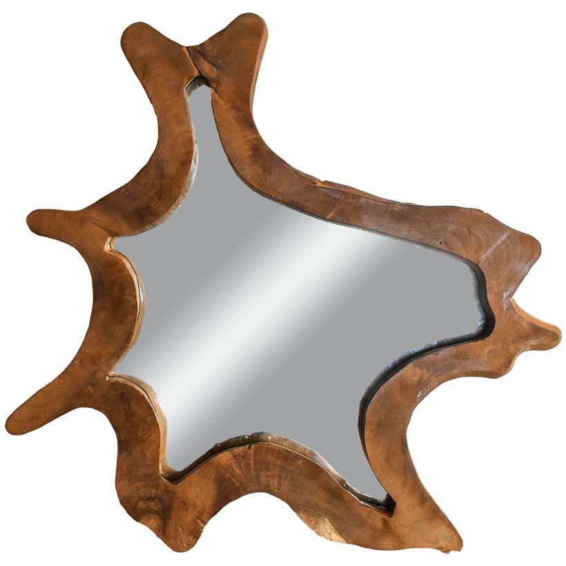 TEAK WOOD MIRROR NATURAL 70x80cm - Chora Mykonos