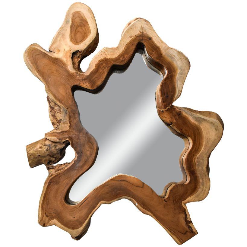TEAK WOOD MIRROR NATURAL 70x80cm - Chora Mykonos