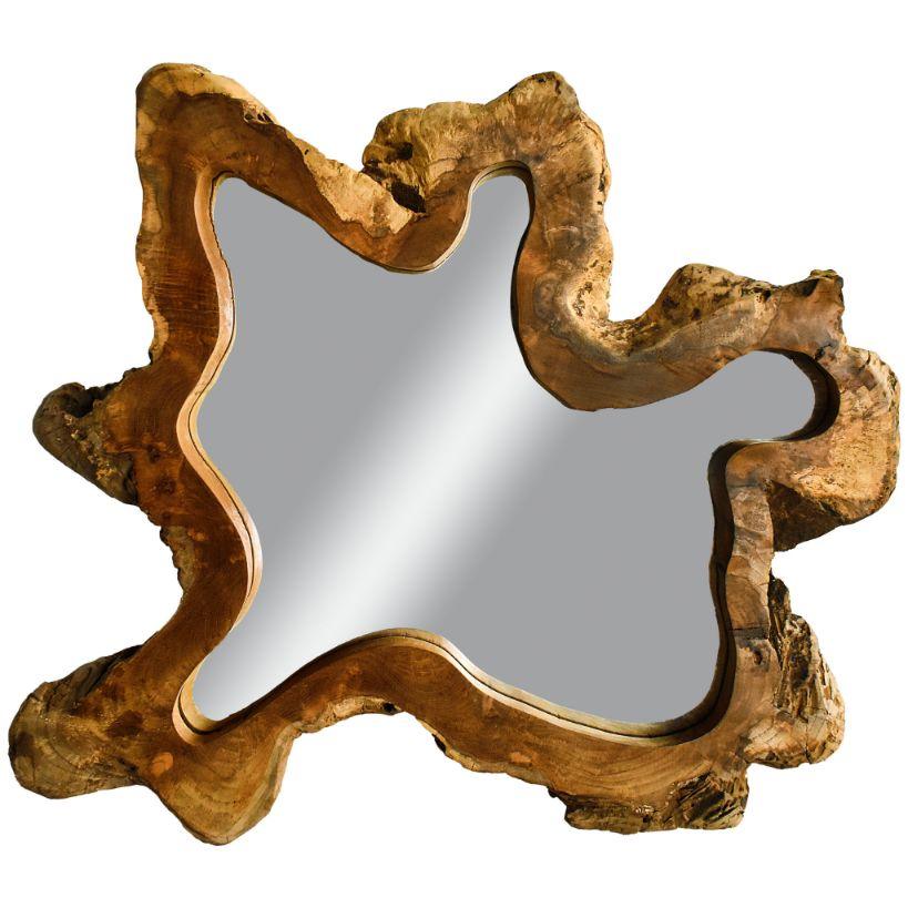 NATURAL TEAK WOOD MIRROR 75x85cm - Chora Mykonos