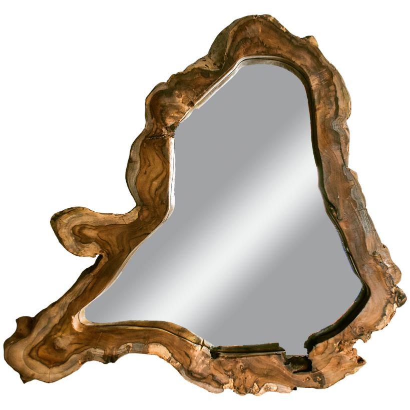 NATURAL TEAK WOOD MIRROR 75x85cm - Chora Mykonos