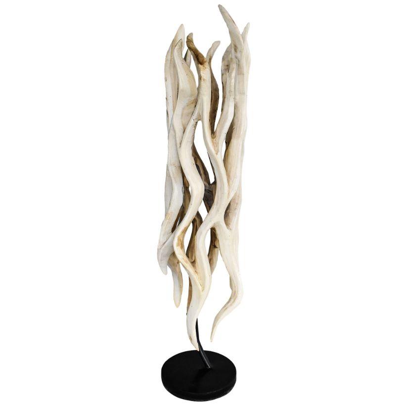 SCULPTURED WOOD BLEACHED DECO 40x35x145cm - Chora Mykonos