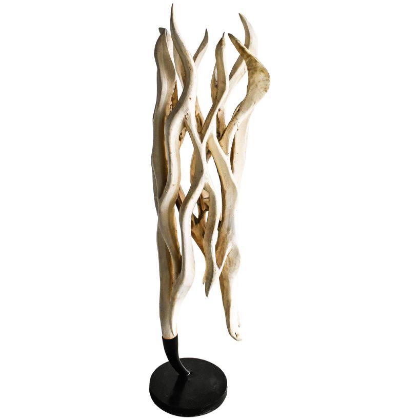 SCULPTURED WOOD BLEACHED DECO 40x35x145cm - Chora Mykonos