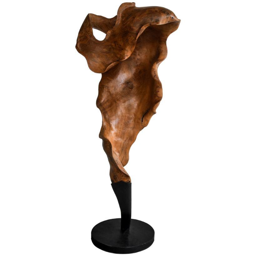 SCULPTURED WOOD NATURAL DECO 35x30x110cm - Chora Mykonos