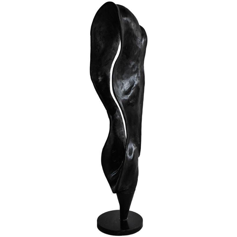 SCULPTURED WOOD BLACK DECO 30x30x115cm - Chora Mykonos