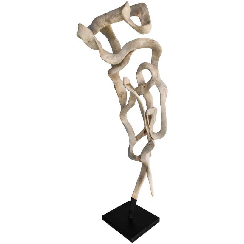 SCULPTURED WOOD BLEACHED DECO 50x35x180cm - Chora Mykonos