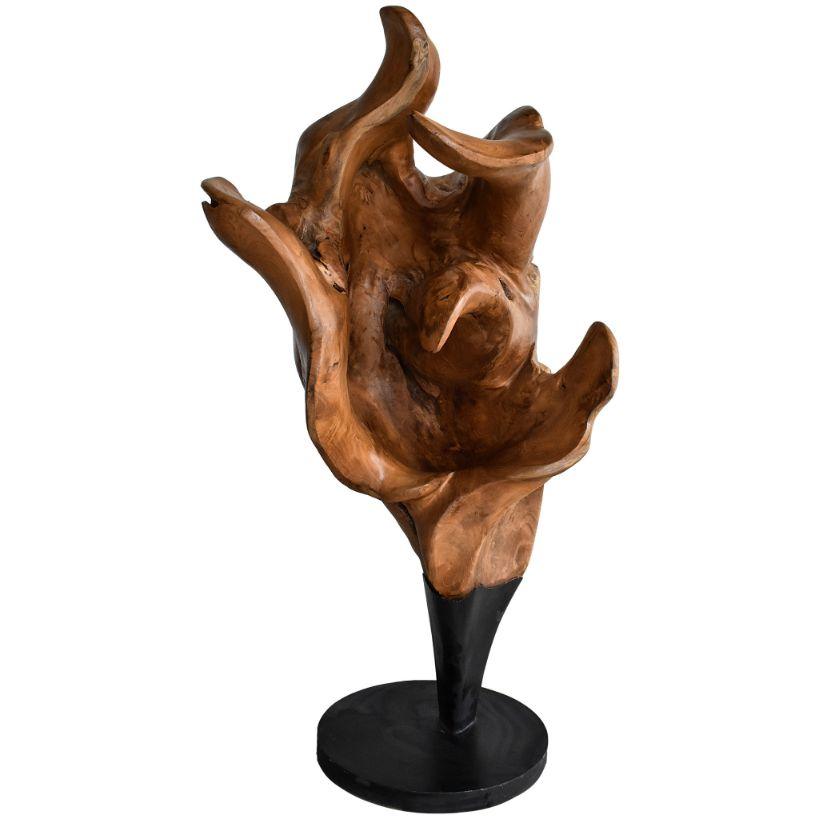 SCULPTURED WOOD NATURAL DECO 50x30x110cm - Chora Mykonos