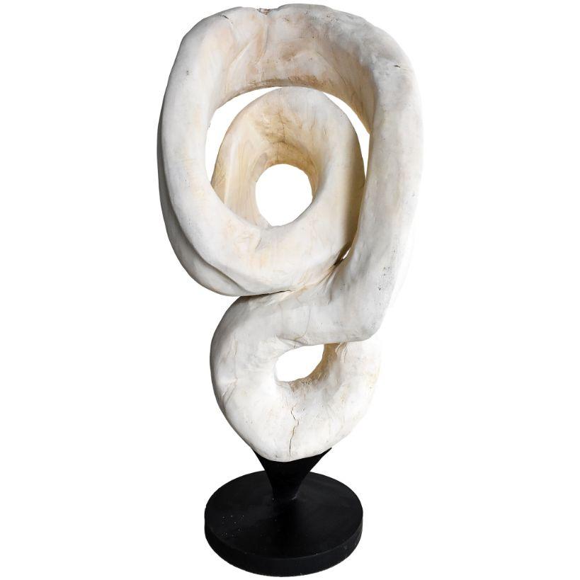 SCULPTURED WOOD BLEACHED DECO 55x40x130cm - Chora Mykonos