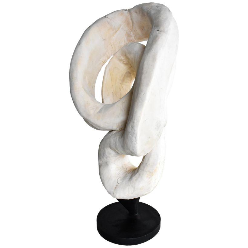 SCULPTURED WOOD BLEACHED DECO 55x40x130cm - Chora Mykonos