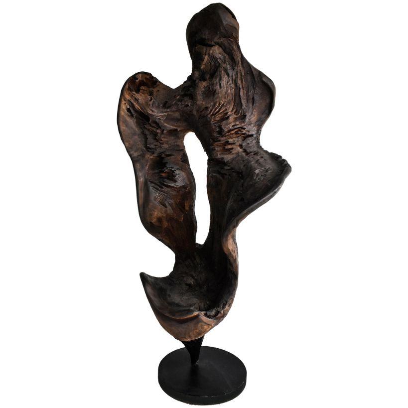 SCULPTURED WOOD BURNED NATURAL DECO 75x45x190cm - Chora Mykonos