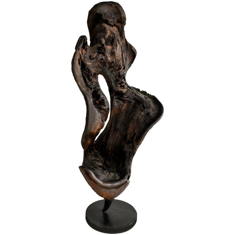 SCULPTURED WOOD BURNED NATURAL DECO 75x45x190cm - Chora Mykonos