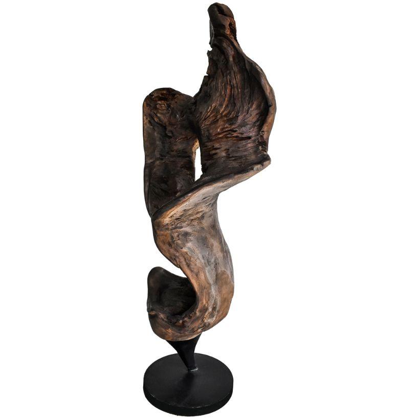 SCULPTURED WOOD BURNED NATURAL DECO 75x45x190cm - Chora Mykonos