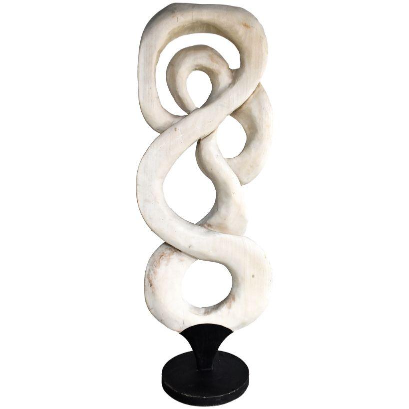 SCULPTURED WOOD BLEACHED DECO 64x40x175cm - Chora Mykonos