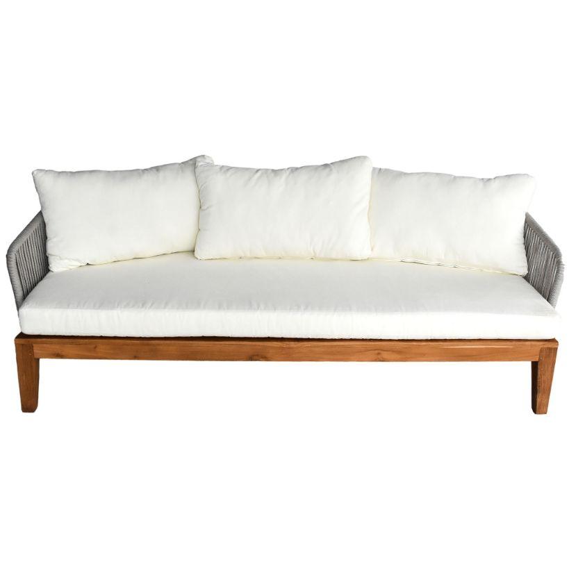 SOFA OVAL ROPE W/ CUSHION LIGHT GREY - Chora Mykonos