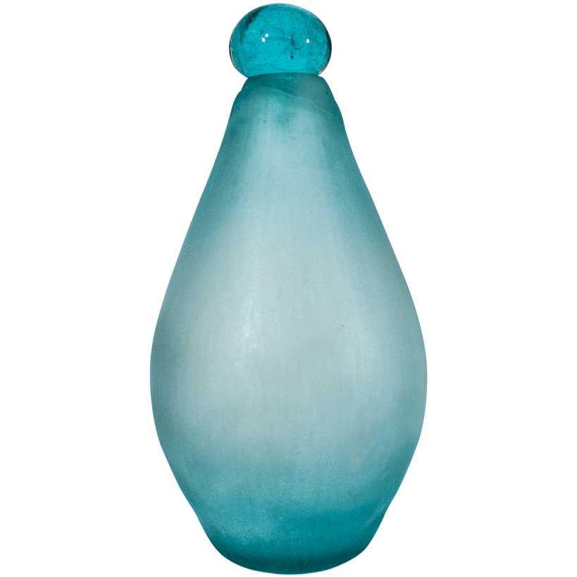 Artisan Clear Blue Blown Glass Vase